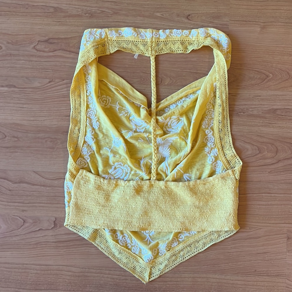 Free People how’s it going Crop Top Tank Top Braided Back - Picture 2 of 7